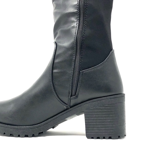 ❤️HP! Black Knee High Lug Boots - Picture 4 of 5